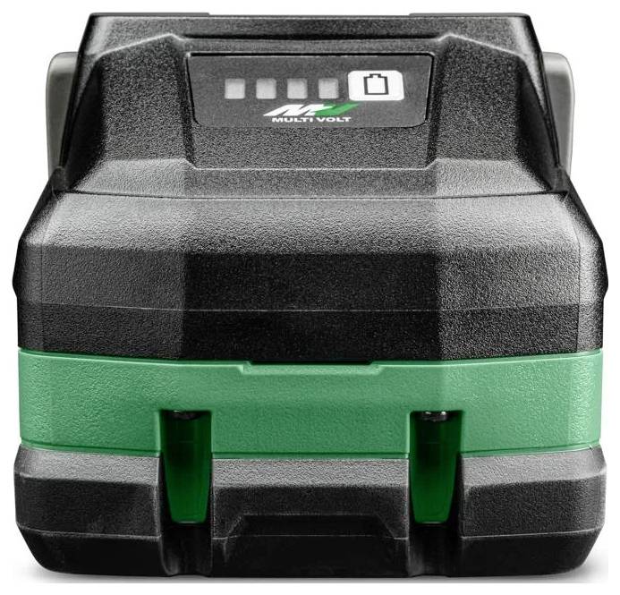 'Fekete és zöld vezeték nélküli akkumulátoros kéziszerszám az állapotjelző töltöttségi szinteket mutató kijelzőkkel a tetején.'