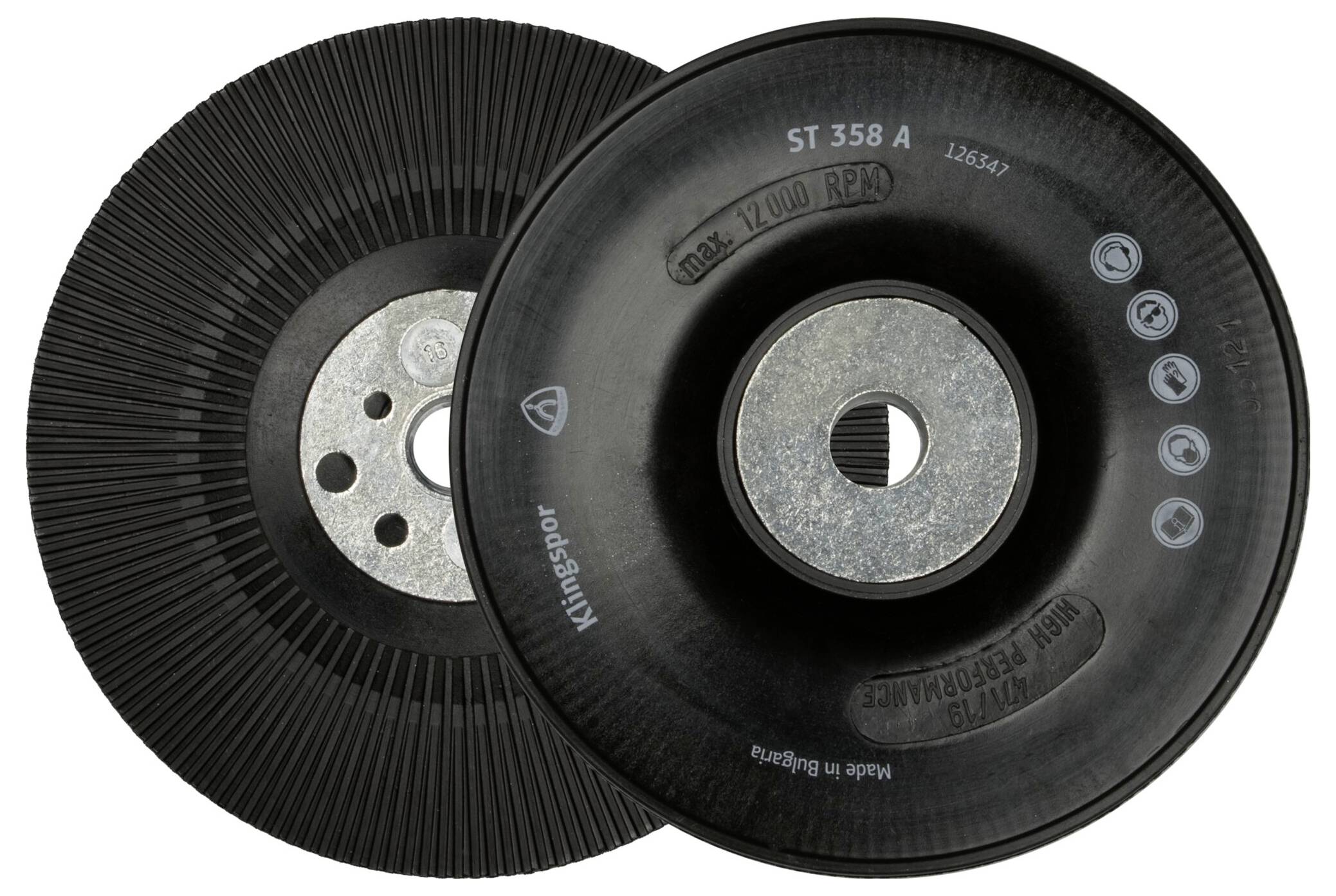 Klingspor 126347 ST358A FI bordázott hátlap, 125 mm, M14 menet Ø 125 mm