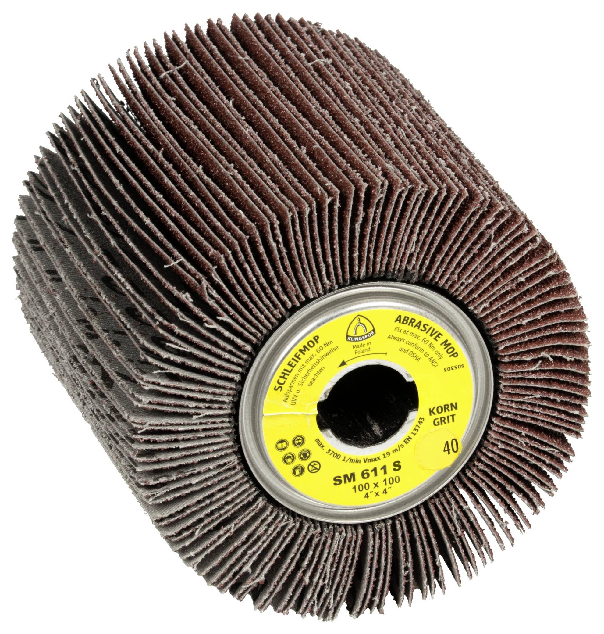 Klingspor 93021 SM 611 S Schleifmopräder LS 309 X, 100 x 100 x 19 mm Korn 180 Ø 100 mm 1 db