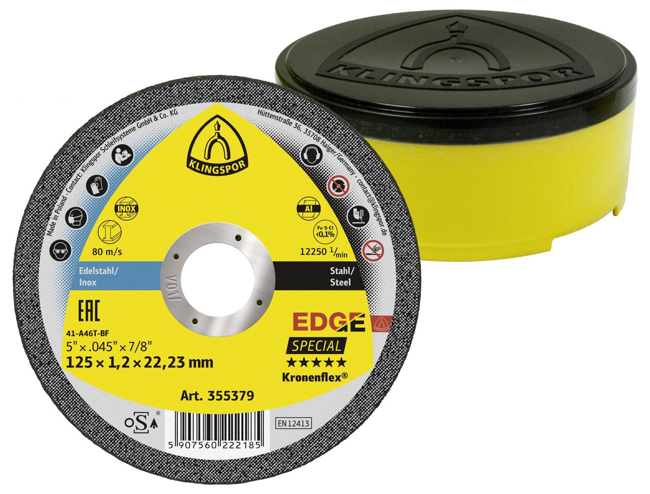 Klingspor EDGE Special 355380 Vágótárcsa, egyenes 115 mm 25 db Nemesacél, Acél, Alumínium