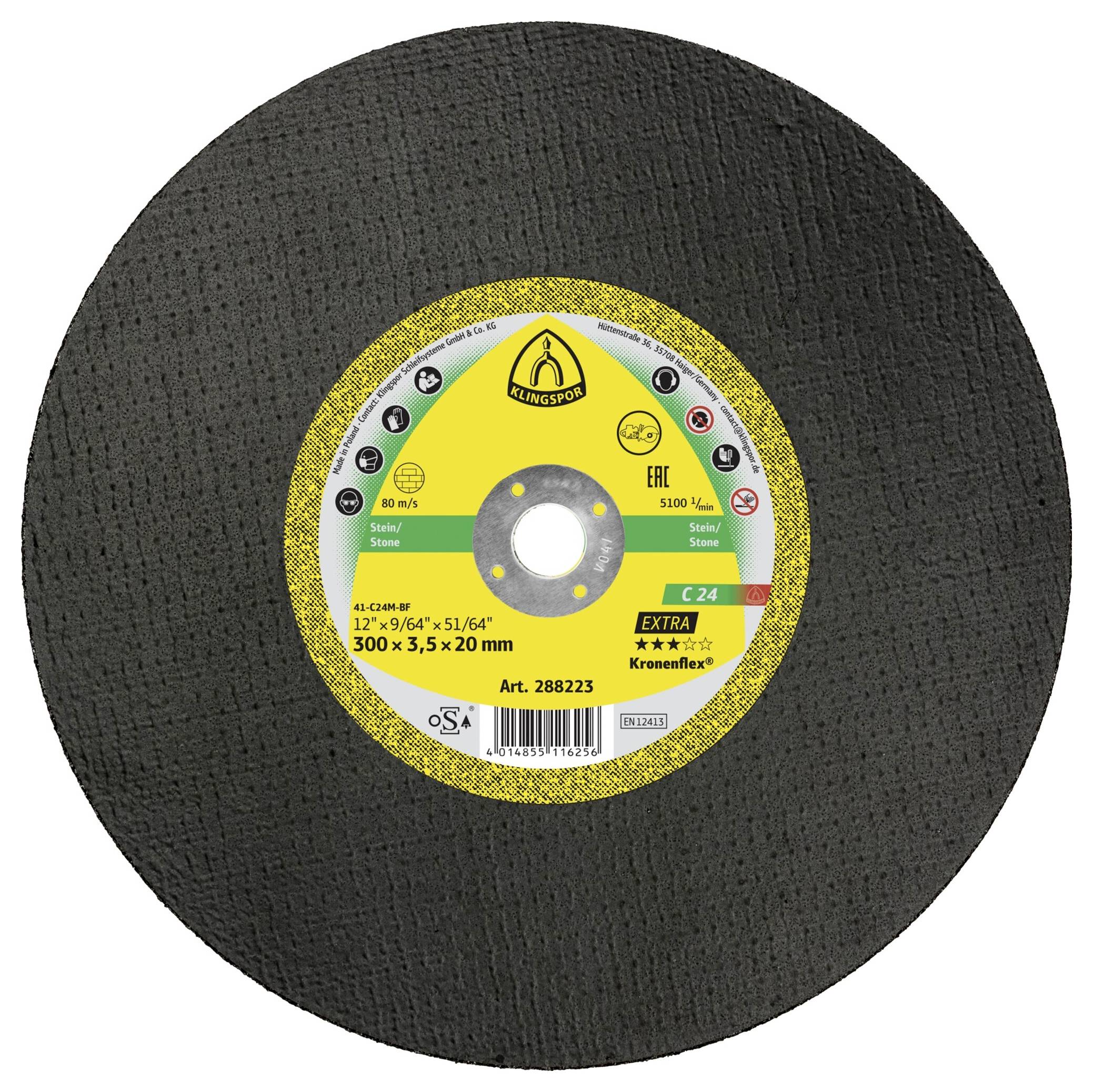 Klingspor C 24 Extra 288223 Vágótárcsa, egyenes 300 mm 10 db Kő, Beton