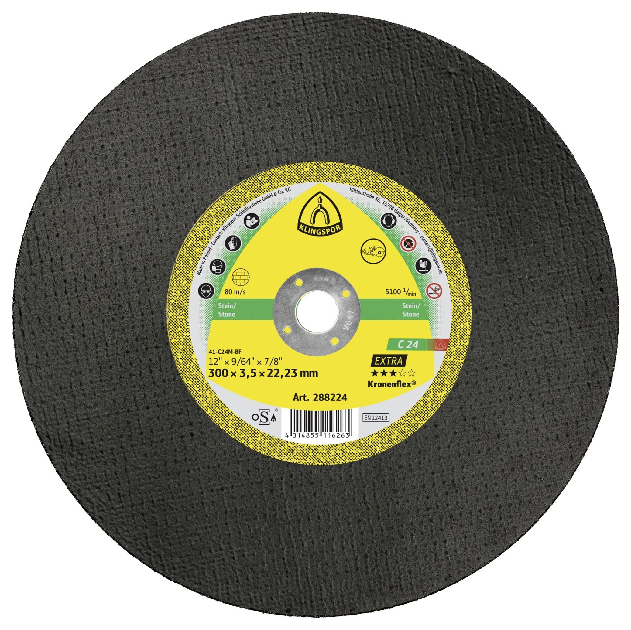 Klingspor C 24 Extra 288224 Vágótárcsa, egyenes 300 mm 10 db Kő, Beton