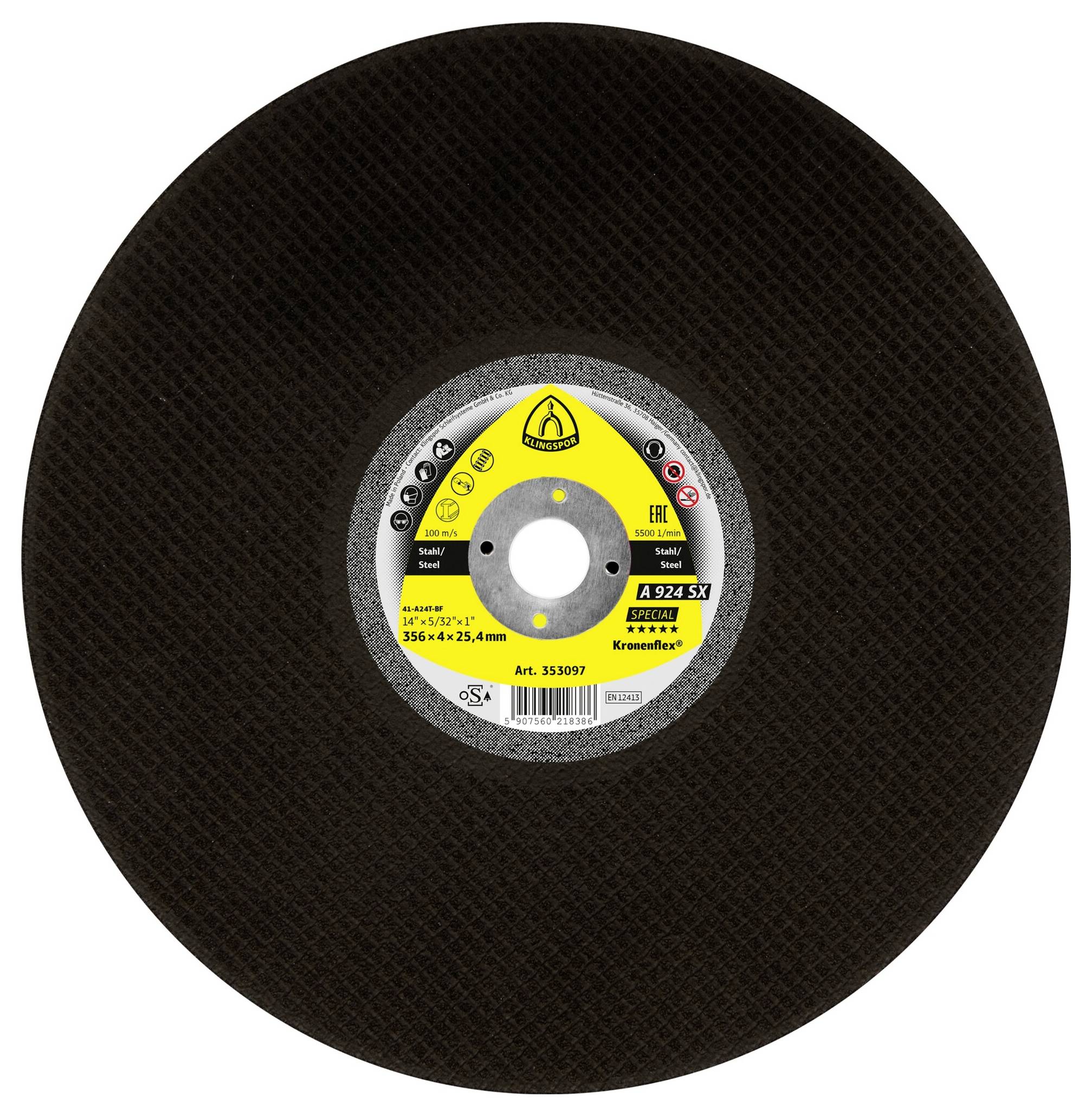 Klingspor A 924 SX SPECIAL 353097 Vágótárcsa, egyenes 356 mm 10 db Acél-0