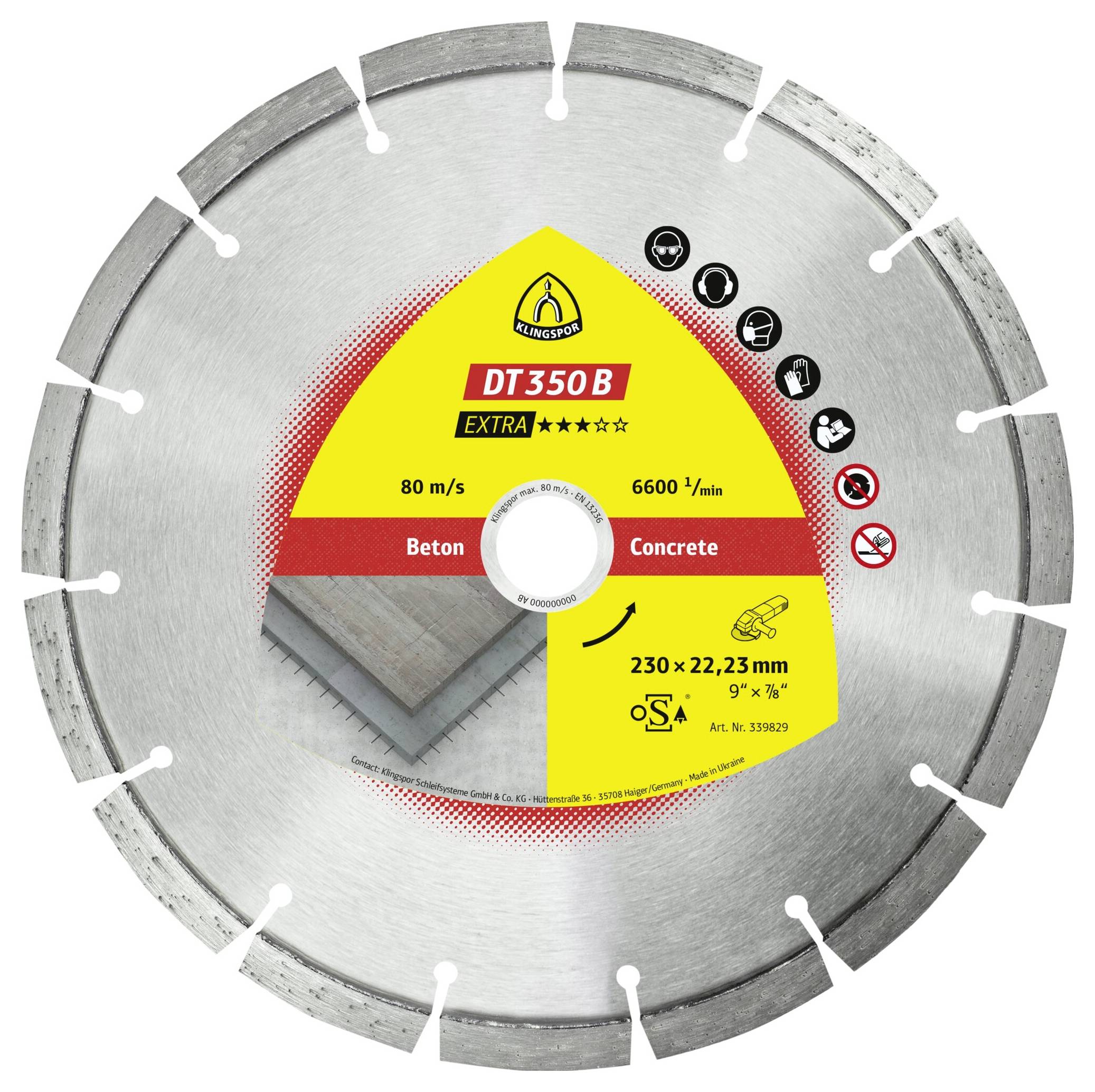 Klingspor 339828 DT 350 B Extra Gyémánt bevonatú vágótárcsa Ø 125 mm Furat átmérő 22.23 mm Beton 1 db