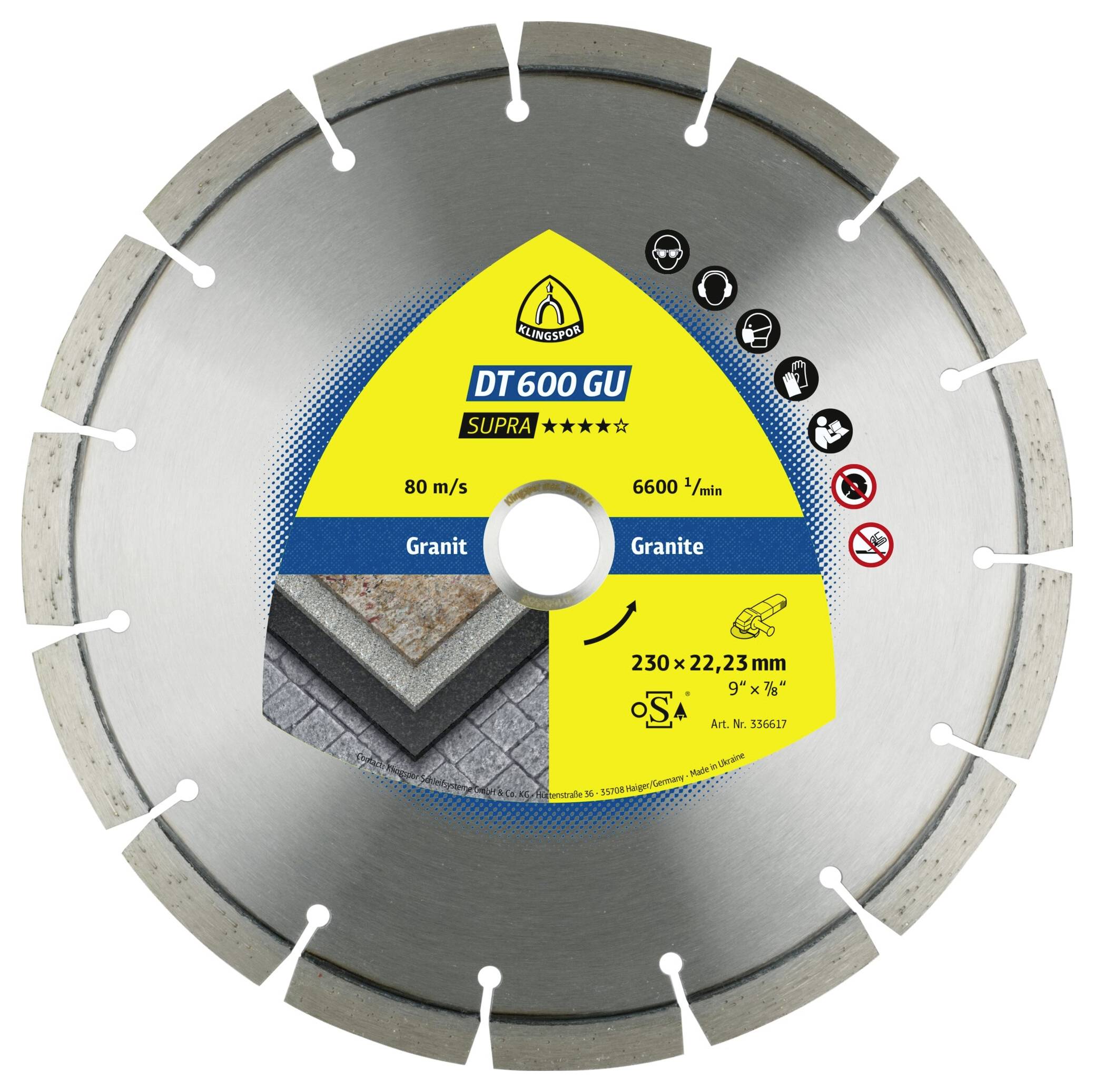 Klingspor 336614 DT 600 GU Supra Gyémánt bevonatú vágótárcsa Ø 115 mm Furat átmérő 22.23 mm Gránit, Terazzo 1 db