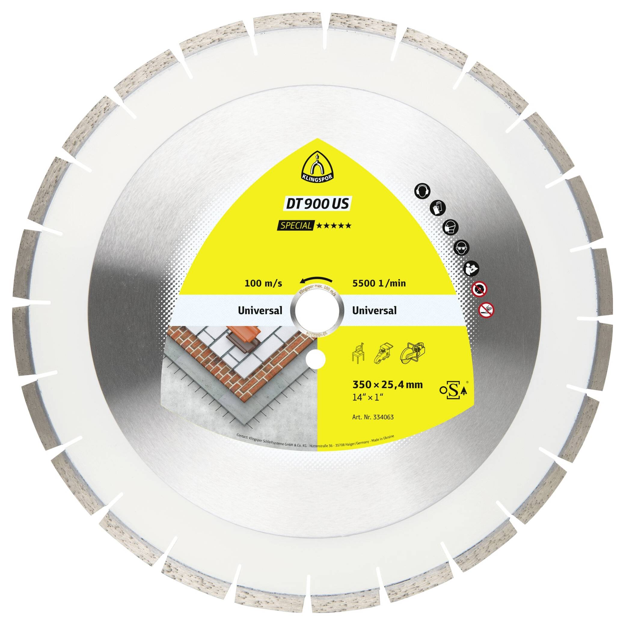 Klingspor 334065 DT 900 US Special Gyémánt bevonatú vágótárcsa Ø 450 mm Furat átmérő 25.4 mm Régi beton, vasbeton, Beton-0