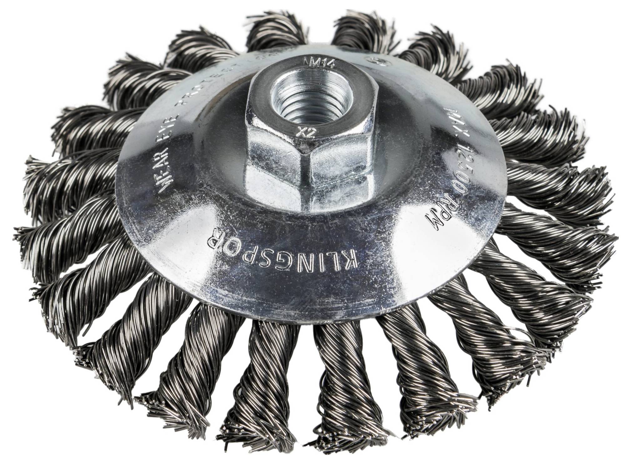 Klingspor BK 600 Z fonott kúpos kefe, 1 soros, 100 mm-es menettel, M 14 0,5 acél BK 600 Z 358327 1 db