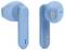Két kék vezeték nélküli fülhallgató, az egyik oldalról, a másik elölről látható, rajta egy látható márkalogóval és töltőérintkezőkkel.