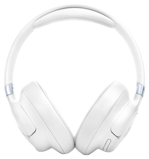 Fehér nyakba akasztható fejhallgató párnázott fülcsészékkel és állítható fejpánttal, kenyelem és hangszigetelés céljára tervezve.