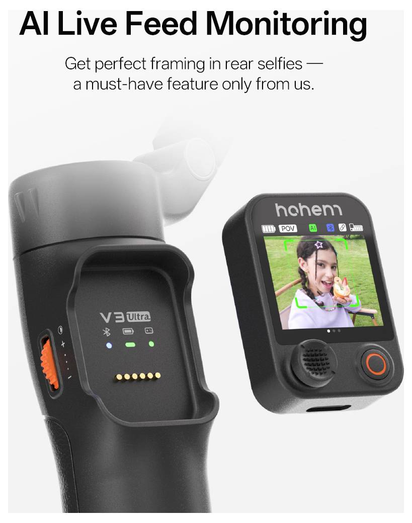 Hohem iSteady V3 Ultra BLK Elekgromos gimbal 1/4 col Fekete Bluetooth, Beépített akku, Beépített állvány, Okostelefon-ta-5