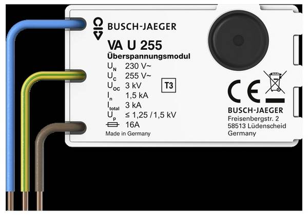 Busch-Jaeger 2CKA002011A6330 VA U 255 Túlfeszültség levezető  Túlfeszültség elleni védelem: Dugalj  darab 1 db