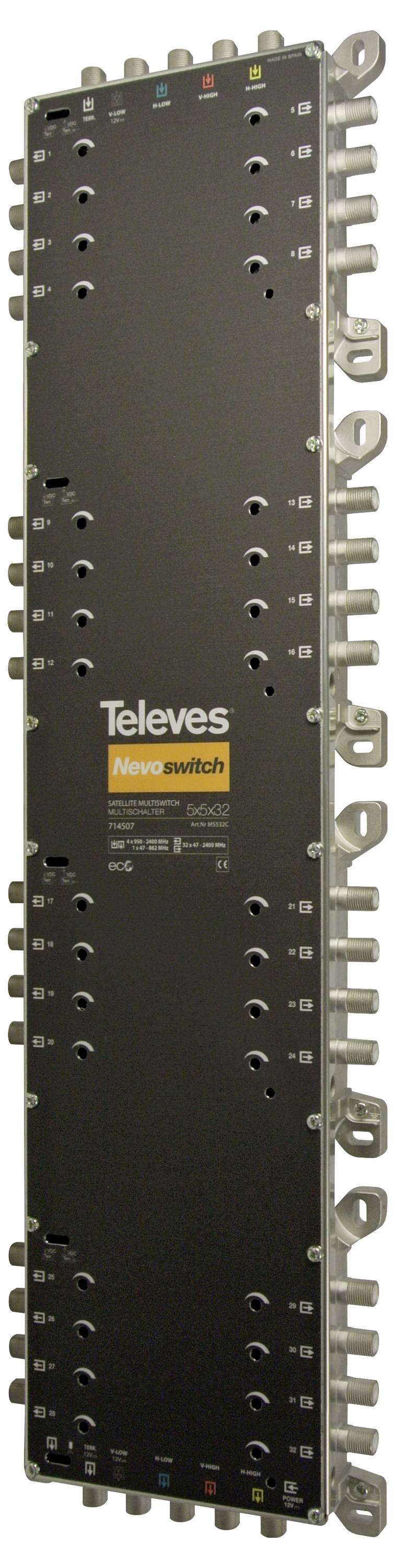 Televes függőleges multiblokkváló több porttal műholdas és TV-jelfelhasználáshoz.