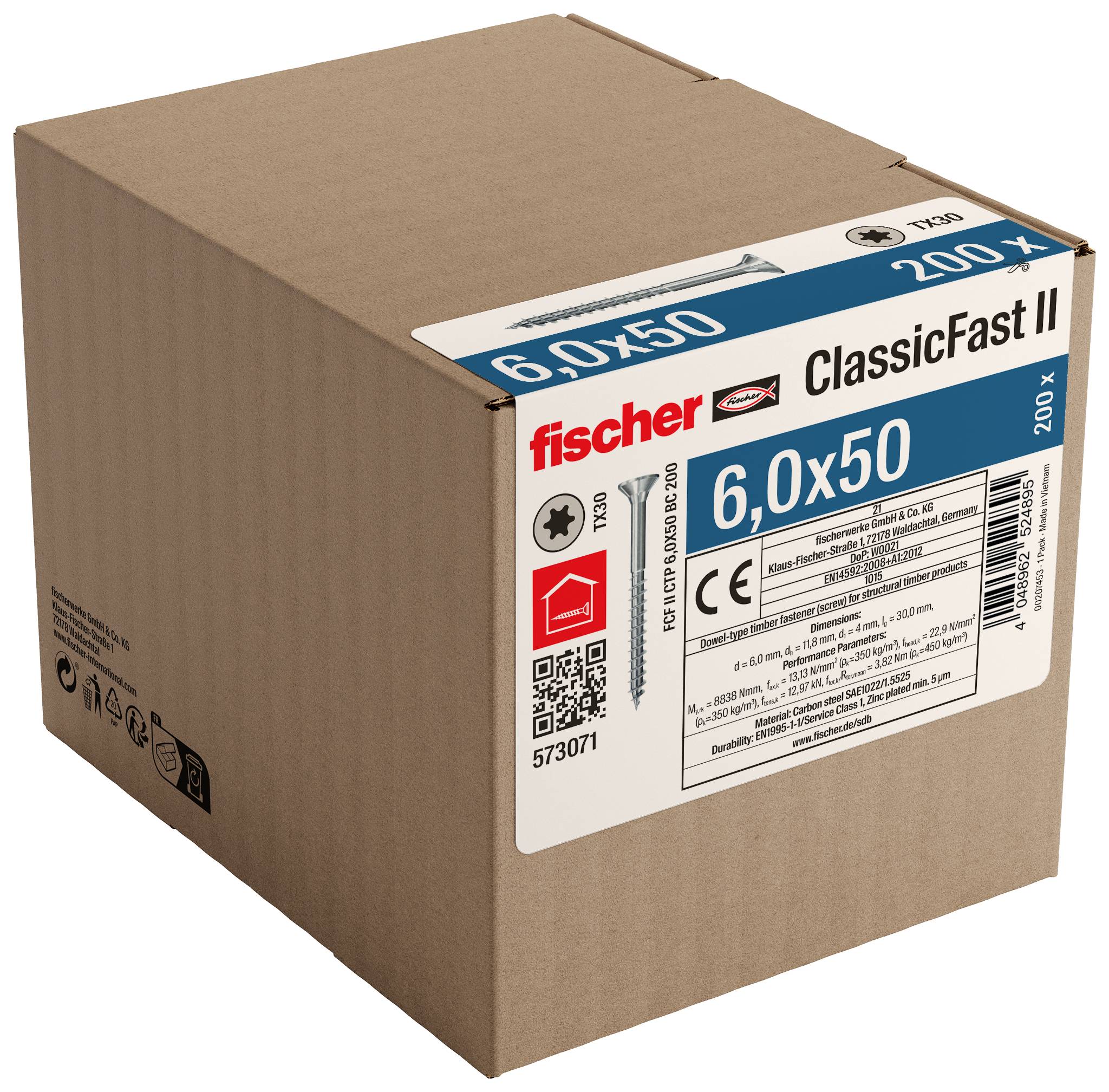 Fischer 573071 Szorítólemezes csavarok 50 mm TX 200 db