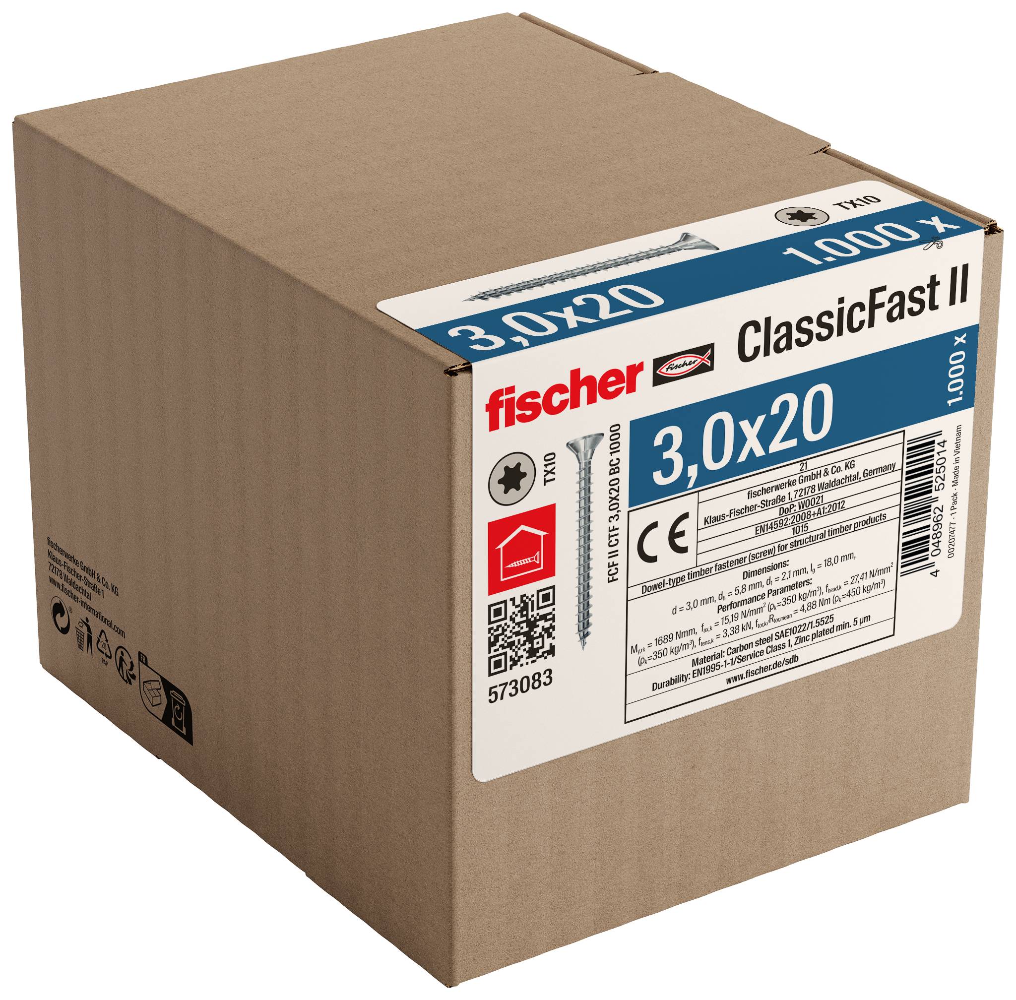 Fischer 573083 Szorítólemezes csavarok 20 mm TX 1000 db