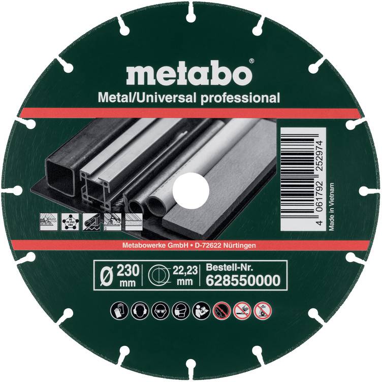 Metabo 628550000 Gyémánt bevonatú vágótárcsa 230 mm 1 db Fém (ónozott)