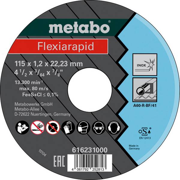 Metabo    616231000  Vágótárcsa  115 mm  25 db  Nemesacél, rozsdamentes