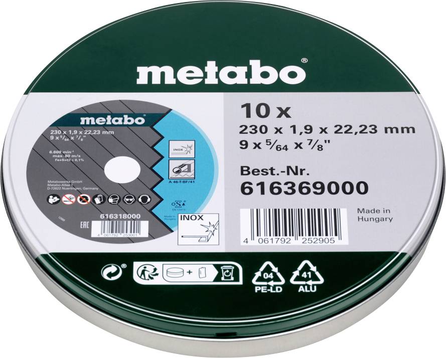 Metabo 616369000 Vágótárcsa 230 mm 1 db Nemesacél, rozsdamentes