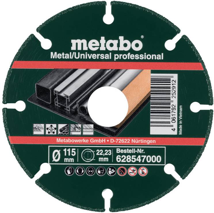 Metabo 628547000 Gyémánt bevonatú vágótárcsa 115 mm 10 db Fém (ónozott)