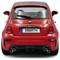 Egy piros Abarth autó hátsó nézete, két kipufogócsővel és egy európai rendszámtáblával, amelyen az 'ABARTH' felirat olvasható.