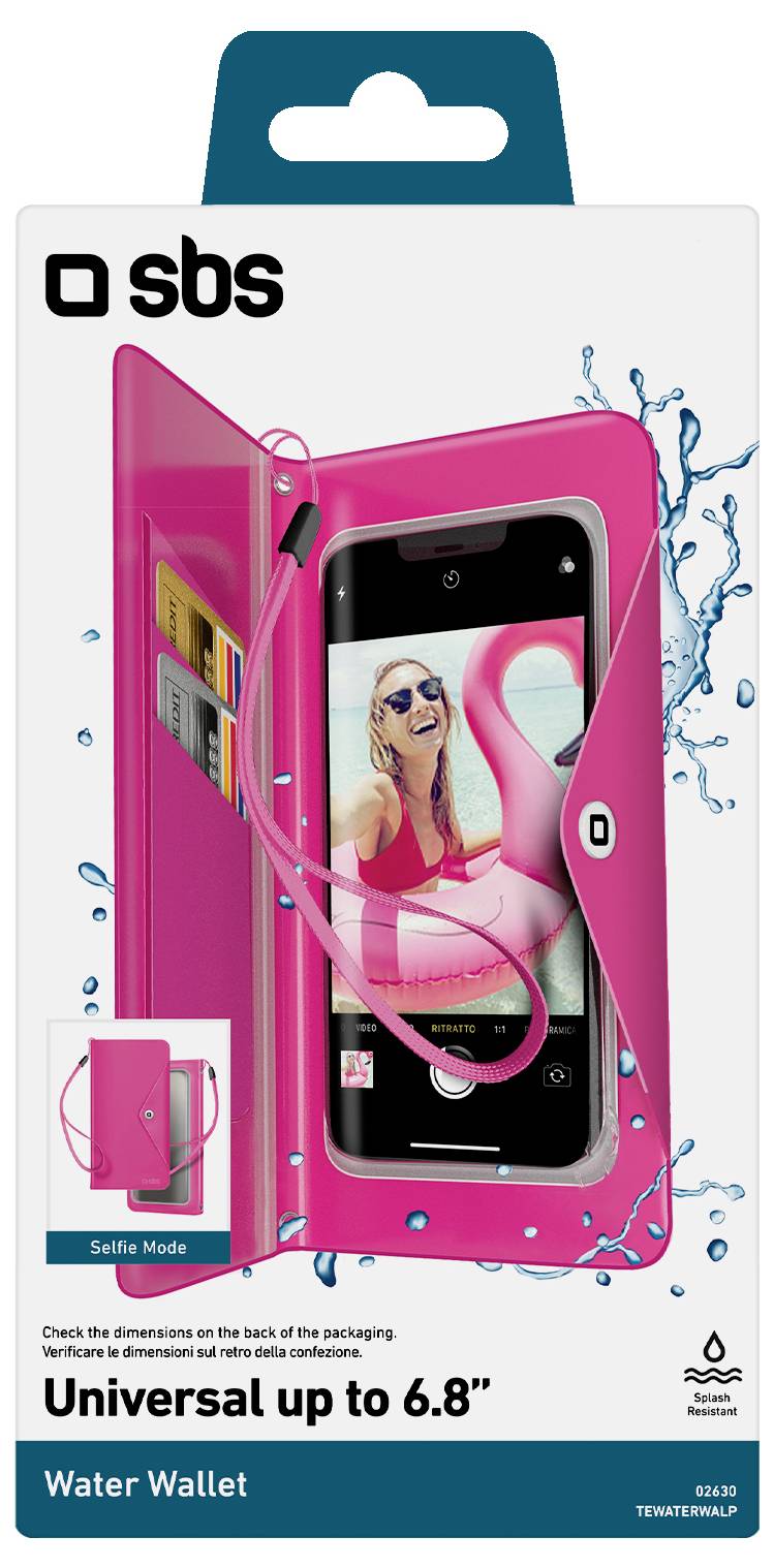 sbs mobile Coque Universel Universal rose avec dragonne, étanche aux projections deau, résistant aux chocs TEWATERWALP — Photo 3 sur 3