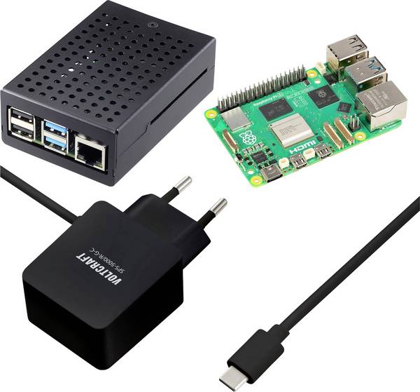 TRU COMPONENTS Pure Set Raspberry Pi® 5 B 8 GB 4 x 2.4 GHz Tápegységgel, Házzal