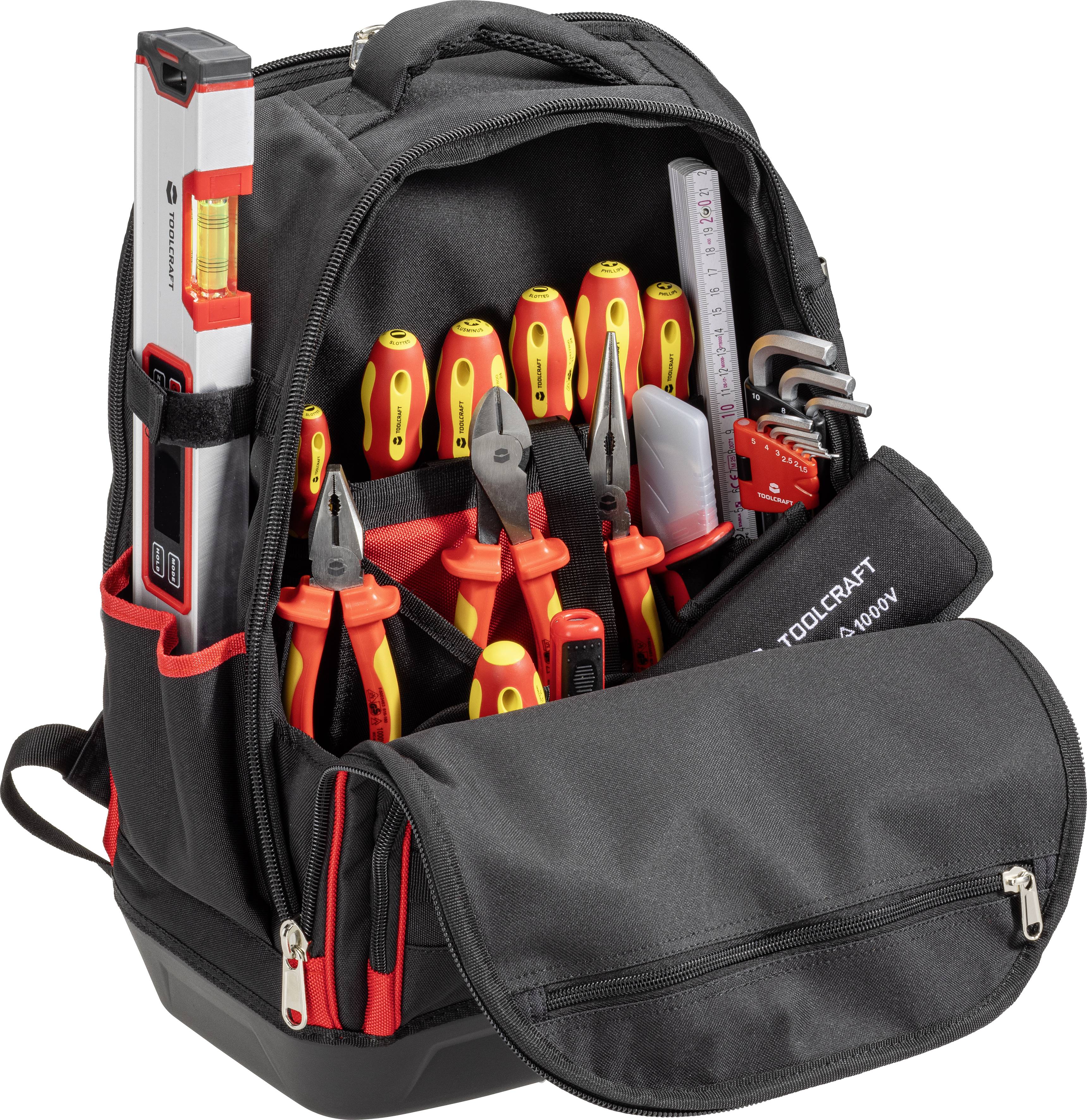 TOOLCRAFT TO-10672410 VDE Felszerelt szerszámos hátizsák (Sz x Ma x Mé) 35 x 45 x 23 cm
