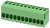 Zöld kapcsléc csatlakozó több kör alakú nyílással, két sorban elrendezve, elektromos csatlakozásokhoz használt.