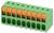 Zöld és narancssárga terminálblokk csatlakozó több nyílással az elektromos vezetékek számára, amely áramköri lapok csatlakoztatásához használható.