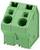 'Zöld elektromos csatlakozó blokk két vezetékcsatlakozási nyílással, kompakt és robusztus kialakítással.'