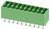 Zöld elektromos kivezetési blokk több csatlakozóhely és fémtüskével, elektronikus eszközökben való vezetékcsatlakozáshoz használt.
