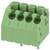 Egy zöld 4-tüskés sorkapocscsatlakozó, amely "a", "b", "c", "d" jelöléssel rendelkezik, elektromos csatlakozásokhoz használt, oldalnézeti szögből megjelenítve.