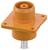 Narancssárga ipari csatlakozó négyzet alakú karimával és menetes alappal.