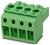 Zöld terminálblokk csatlakozó négy csatlakozási ponttal, amely vezetékek és elektromos alkalmazások céljára használható.