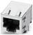 Fém RJ45 csatlakozó ház két felső rögzítőpattantyúval, hálózati csatlakozások védelmi burkolatához tervezve.