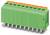 Zöld téglalap alakú terminálblokk csatlakozó több nyílással és fém csapokkal, elektromos csatlakozásokhoz használt.
