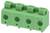 Zöld elektromos klemens tömb négy csatlakozási nyílással, biztonságos vezetékcsatlakoztatáshoz tervezve.