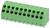 Zöld terminálblokk több csatlakozási ponttal, amelyet az elektronikus áramkörökben használnak a biztonságos vezetékcsatlakoztatáshoz.