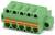 Zöld terminálblokk, több csatlakozási ponttal, amelyet elektromos vezetékek csatlakoztatására használnak az ipari és automatizációs rendszerekben.