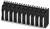 Fekete műanyag és fém elektronikus csatlakozó több tűvel, elektronikus áramkörökben lévő eszközök csatlakoztatására tervezve.