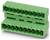 Egy zöld elektronikus csatlakozó, amely több csapfoglalat sorokba rendezve található, két sorban elrendezve az elektromos szerelvények vezetékcsatlakoztatásához.
