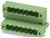 Zöld moduláris csatlakozó nyolc foglalattal és aranyozott csavaros furatokkal, elektromos vagy elektronikus csatlakozásokhoz használt.