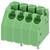 'Zöld kötőblokk négy csatlakozóval, elektromos vezetékek csatlakoztatására tervezett, oldalsó behúzású bilincsekkel és szerelési alappal rendelkezik.'