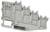 Szürke elektromos síncsatlakozó több csatlakozási ponttal, DIN sínre szerelhető, a "Phoenix Contact" logóval.