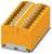 Narancssárga moduláris elektromos csatlakozóblokk több, ábécé betűkkel jelölt csatornanyílással, amelyet bekötési kapcsolatokhoz használnak.