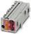 Szürke és piros moduláris elektromos csatlakozó két nyílással és több vízszintes résszel az oldalakon, ipari alkalmazásokhoz használatos.