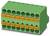 Zöld terminálblokk több csatlakozási porttal és csavarokkal a vezetékek rögzítéséhez, amely elektronikus áramkörökben elektromos csatlakoztatáshoz használatos.