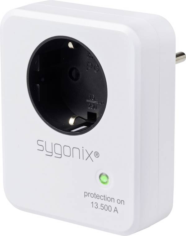 Sygonix SY-SP13500 Túlfeszültség ellen védő köztes dugalj    Fehér