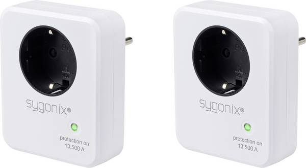 Sygonix SY-SP13500 Túlfeszültség ellen védő köztes dugalj  2 részes készlet  Fehér
