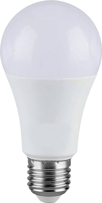 Egy LED-es izzó fehér, opálos tetővel és fém menetes foglalattal, energiahatékony világítás céljára tervezve.