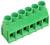 Zöld hat pozícióból álló kapocssor csavaros csatlakozásokkal a vezetékek rögzítéséhez, elektromos alkalmazásokban az áramkörök összekapcsolásához használt.